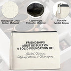 Friendship Gifts Makeup Bag, Funny Gifts for Women Friends, Best Friend Bestie Gifts Foundations of Friendship Zipper Makeup Pouch