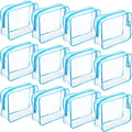 Weewooday 12 Pieces Clear Makeup Bags Cosmetic Storage Bags PVC Zipper Pouches Travel Waterproof Makeup Plastic Case for Women Organizing Toiletries Traveling Bathroom(Large,Blue)