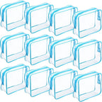 Weewooday 12 Pieces Clear Makeup Bags Cosmetic Storage Bags PVC Zipper Pouches Travel Waterproof Makeup Plastic Case for Women Organizing Toiletries Traveling Bathroom(Large,Blue)