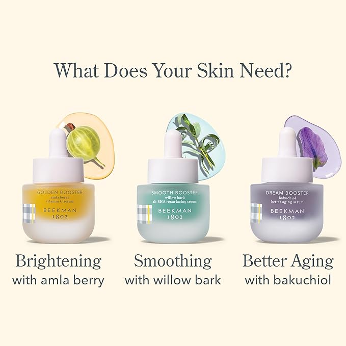 Beekman 1802 Golden Booster Amla Berry Face Serum - Fragrance Free - 1 fl oz - Plant-Based Vitamin C Alternative - Good for Sensitive Skin - Cruelty Free