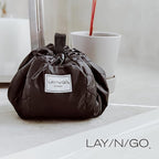 Lay-n-Go Cosmo Layflat Drawstring Cosmetic & Makeup Bag Organizer - Portable Drawstring Bag w/Zipper Pocket, Makeup Loops & More - Durable, Machine Washable Toiletry Bag for Travel (22", Blue Paisley)
