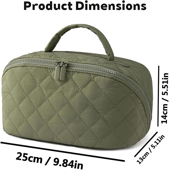 Petition Makeup Bag, 180° Open Lay-Flat Cosmetic Case, Large Capacity Compartment Makeup Bag, Lightweight, Soft and Fashion for Bottles & Brushes (Pink)