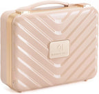 Makeup Case with LED Lighted Mirror, 11.5''x 8.7'' Portable Travel Makeup Organizer, Toiletry Storage Makeup Bag Gift for Lady, DIY Dividers Makeup Box with 5X Magnifying Mirror (Pink)