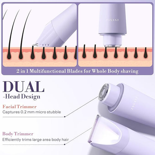 Bikini Trimmer for Women, 2 in 1 Electric Shaver for Women, Bikini RazorWaterproof IPX7 with LED, Pubic Hair Trimmer for Leg Arm Underarm Bikini Area, Pull Bows Gift Box(Lavender Dream Purple)