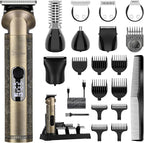 Hatteker Beard Trimmer Kit Professional Hair Clipper Zero Gapped T-Blade Electric Razor Shaver for Nose Ear Body Face Mustache Trimmer for Men Cordless Grooming Kit 8 in 1
