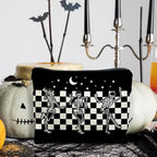 Goth Spooky Gifts for Women, Gothic Horror Skeleton Black Makeup Bag Cosmetic Pouch
