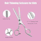 Hair Cutting Scissors Thinning Shears Set for Kids, Fcysy 6 in Children Safety Round Tip Haircut Shears Kit, Stainless Steel Hair Cutting Tools for Toddlers, Boys & Girls Home Use Grooming