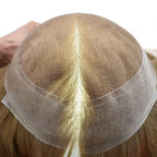FACE MIRACLE Lace Front Mens Toupee Human Hair System Swiss Lace Center Toupee for Men Thin Skin PU Around Hair Replacement System V-Looped Mens Hair Wig Units 7"X9" #20 light ash blonde