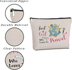 Travel Lover Gifts Zipper Makeup Bag - Travel Cosmetic Bag for Women, Best Friends, Sister - Unique Birthday Gifts