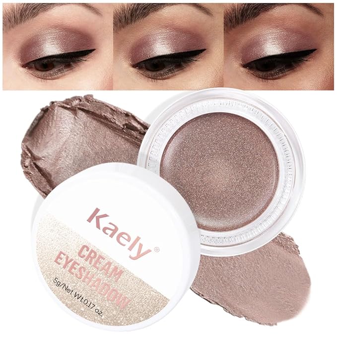 evpct Single Cream Eye Shadow Palette Pot Makeup for Older Women, Caramel Shimmer Glitter Metallic Monochrome Cream to Powder Eyeshadow Palette Eye Brightener, Waterproof Blendable, 710