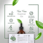 HBNO California Bottled Organic Tea Tree Oil for Skin & Hair - 4 fl oz (120ml) - USDA Certified Organic Tea Tree Oil for Aromatherapy