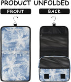 Vintage Blue Palm Hanging Travel Toiletry Kit Bag with Hook for Men and Boys, Beach Tropical Tree Makeup Case Waterproof Cosmetic Bag Storage Bag Organizer for Accessories Toiletries