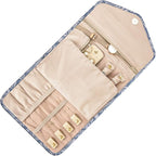 BAGSMART Travel Jewellery Organiser Roll Foldable Jewelry Case for Journey-Rings, Necklaces, Bracelets, Earrings, White Leaf