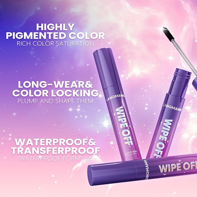 Jolilab Lip Stain Masque,Wipe Off Lip Tint,Waterproof,Transfer proof,Highly Pigmented,Ultra Long Lasting Lip Stain Peel off Makeup With Matte finish for All-day Wear.(#05+#06)