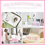 4 Pcs Nylon Cosmetic Bags Travel Organizer Chenille Letter Makeup Pouch Zipper Preppy Waterproof Hair Bag Toiletry Pouch for Women Girls Pinks