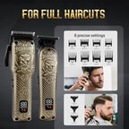 BESTBOMG® Professional Hair Clippers for Men, Professional Barber Clippers and Trimmer Set, Mens Cordless Hair Clipper for Barbers Haircut Kit Fade, BS-807E (Bronze)
