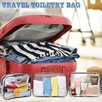 16 Pieces Clear Makeup Bags Bulk, TSA Approved Toiletry Bag for Travel, PVC Waterproof Travel Pouches Clear Pouch with Zipper for Men and Women Carry-on Travel Essentials Cosmetic Bags (Black-M)