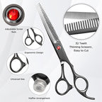 Professional Hair Cutting Scissors Multifunctional 7.8 inch Straight / 7.0 inch Thinnin Shears Tools for Mother Father Friends' Christmas Gift, Black