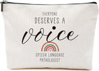 Blue Leaves Speech Therapy Gifts Speech Therapist Gift for Women, Therapist Makeup Bag, Speech Language Pathologist Cosmetic Bag - Everyone Deserves a Voice Speech Language Pathologist