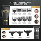 GTS Hair Clippers for Men Professional, Beard Trimmer Kits & Sets, Cordless Mens Hair Trimmer, Electric Shavers, Haircutting Machine with LED Display, for Barber 4 in 1