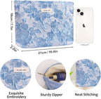 STARDW Aesthetic Floral Makeup Bag Cute Small Cosmetic Bags for Women Girls, Travel Toiletry Bag Large Capacity Zipper Makeup Pouch, Purse Organizer Pouches (Embossed Flowers)