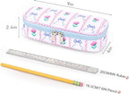 mibasies Girls Pencil Case for Kids, Multi-Slot Pencil Pouch, Bowknot Rose Sky Blue