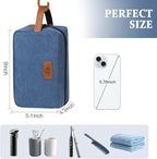 Janhavi Canvas Toiletry Bag for Men Waterproof, Personalized Engraved Initials & Wheat Ear, Toiletry Bag For Shower Caddy, Cruise Ship Essentials, Groomsmen Gifts, Men's Accessories (Blue E)