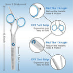 10-Piece Hair Cutting Scissors Kit - Professional Set with Thinning Scissors, Comb, Cape, Clips, Leather Bag for Barber, Salon, Home