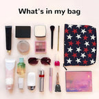 MOLAIGIN Patriotic Independence Day Usa Flag Freedom Stars Cosmetic Bag For Women, Travel Makeup Bag, Toiletry Zipper Bag, Large Capacity Aesthetic Cases
