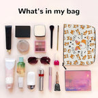 MOLAIGIN Just A Girl Who Love Crogis Cute Crogi Cosmetic Bag For Women, Travel Makeup Bag, Toiletry Zipper Bag, Large Capacity Aesthetic Cases