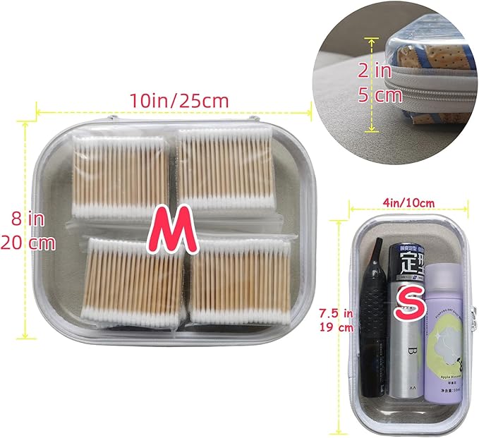 Clear Hard Shell Zipper Case Upgraded Thicker Transparent Pencil Case Toiletry Pouch, Clear Zipper Pouches Hard Shell Travel Organizer, Cosmetic Bag, Lidded Storage Bins Playroom Toy Bin (SS)