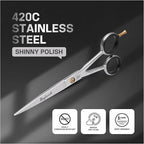 Hair Cutting Scissors-Professional Hairdressing Scissors for Women,Men,Hair Stylists,Salon,Barber- 6.5-Inch Stainless Steel Hair Scissors with Finger Rest (Classic Scissor Shinny Polish)