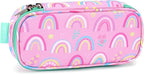 mibasies Girls Pencil Case for Kids, Multi-Slot Pencil Pouch, Rainbow Pink