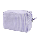 GFU Cosmetic Bags for Women, Seersucker Cosmetic Bag, Travel Toiletry Stripe Makeup Bag, Large Women Aesthetic Organizer Storage Pouch, Girls Handbags Purses,Purple