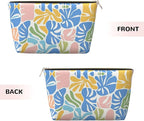 Womens Leather Makeup Bag Cosmetic Bag Travel Toiletry Bags Make Up Bags for Women Adult (Boho-Coral 1)