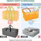 BALEINE 2-Pack Oversized Moving Bags with Reinforced Handles, Heavy-Duty Storage Tote for Clothes, Moving Supplies (Light Yellow, 2-Pack)