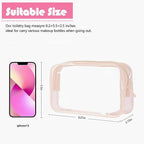 6 Packs Clear Cosmetics Bags for Women Men Waterproof Toiletry Bags PVC Makeup Bags Organizer Case with Zipper for Travel Bathroom (6 pink Colors)