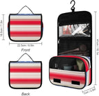 Travel Toiletry Bag Red Blue White American Flag, Portable Makeup Bag with Hanging Hook, Large Capacity Door Room Essentials Travel Organizer for Women Men