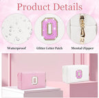 Glitter Initial Letter Makeup Bag, Small Personalized Sequins Letters PU Leather Cosmetic Bag Portable Waterproof Makeup Zipper Pouch, Shine Handbag Organizer Travel Bag Gifts for Women&Girls(White-O)