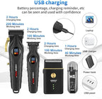 HIENA PRO Professional Cordless Hair Clipper for Men, Beard Trimmers, Electric Foil Shavers and Nose Hair Trimmer Set, Rechargeable Barber Clipper and Hair Cutting Grooming Kit