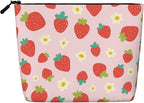 MOLAIGIN Strawberry Red Fruit Cosmetic Bag For Women, Travel Makeup Bag, Toiletry Zipper Bag, Large Capacity Aesthetic Cases