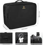 Relavel Extra Large Makeup Case with Plastic Dividers Washable and Easy to Clean, Travel Makeup Train Case Professional Makeup Artist Bag Portable Nail Organizer Box Art Supply Case (Black)