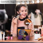 Makeup Bag African Woman Makeup Bags For Purse Pouch, Traditional Black African Woman Travel Toiletry Bag Cosmetic Bag Makeup Bags Flax Makeup Organizer Bag Pencil Pouch For Man Woman