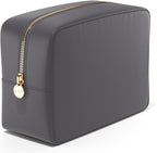 Embla Makeup Bag Travel Cosmetics Pouch and Toiletry Bag, Nylon Zipper Pouch Purse, Cute Make Up Organizer Storage Tote for Women Girls, Waterproof Travel Skincare Case, Large Makeup Bags, Grey