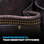 Ox Pro Construction Tool Belt - 22-Pocket Leather Tool Belt Pouches - (XL) Belt Made of Oil-Tanned Leather with Double-Stitching and Steel Rivets - OX-P263603