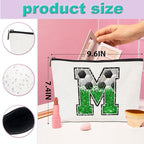 Soccer Gifts Initial Makeup Bag Monogrammed Cosmetic Bag Letter M Zipper Pouch Soccer Accessories for Girls Women Player Coach Friend Stuff Graduation Birthday Gifts