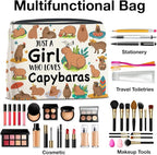 Capybara Lover Gifts Makeup Bag, Just a Girl Who Loves Capybaras Cosmetic Zipper Pouch