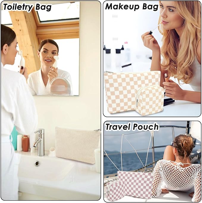 Corduroy Makeup Bag, Travel Cosmetic Bag Organizer Toiletry Bag Make Up Bags with Zipper & Compartments for Women Girls