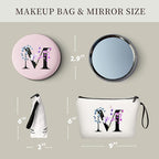 Birthday Maid of Honor Gifts for Women Her Mom Team Teacher Friend Bridesmaid Bride Personalized Makeup Cosmetic Bag with Mirror Valentines Mothers Day Christmas Graduation M