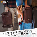 ELIZO Genuine Leather Toiletry Bag for Men Mens Toiletry Bags for Traveling Waterproof Hanging Leather Dopp Kit w/Hook Extra largeToiletry Bag Travel Organizer for Toiletries